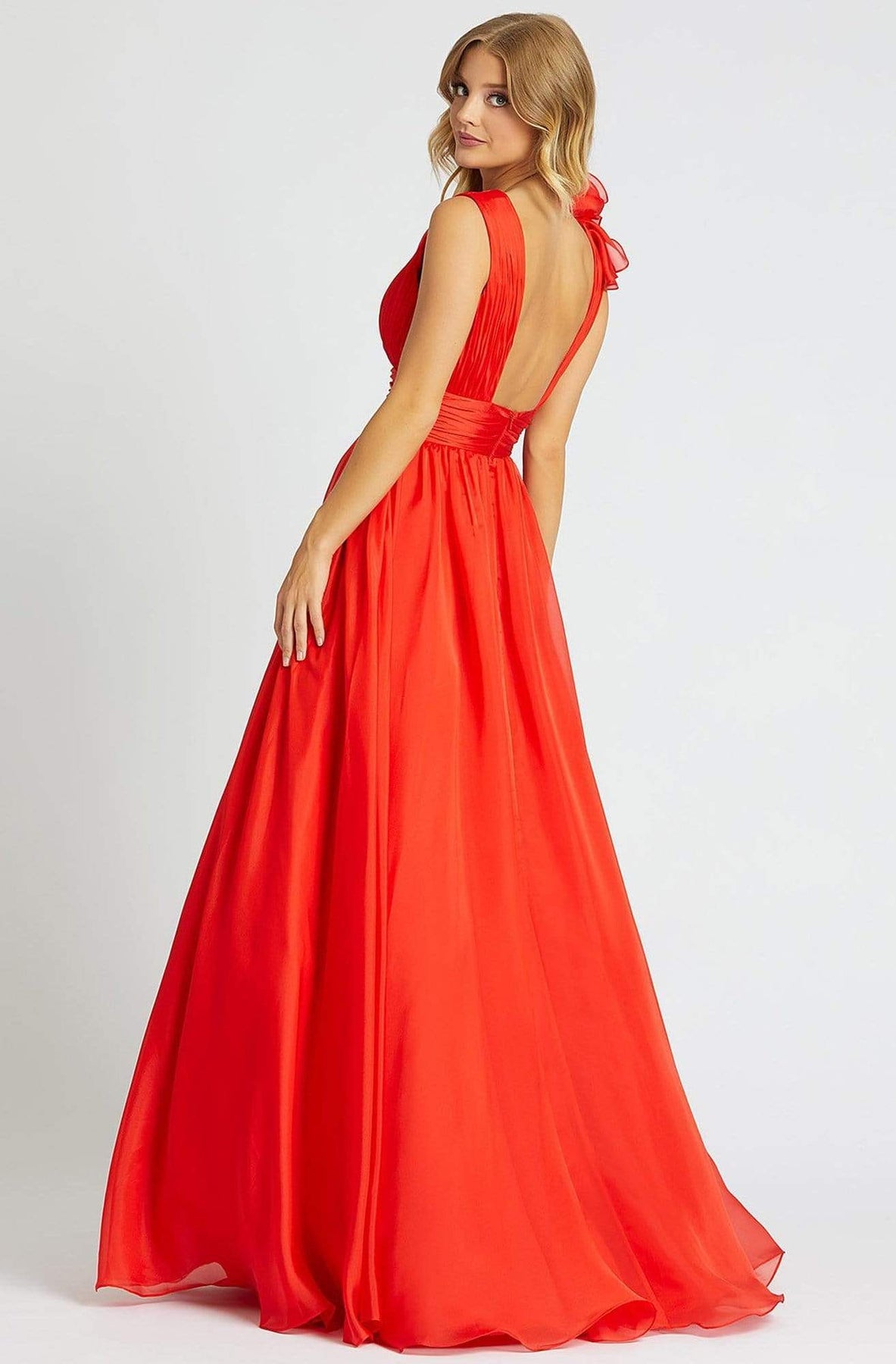 Mac Duggal Floral Sequin V-Neck Sheer 3/4 Sleeve Embellished A-Line Gown |  Dillard's